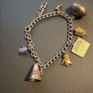 Sterling Silver vintage Charm Bracelet with Mixed Charms